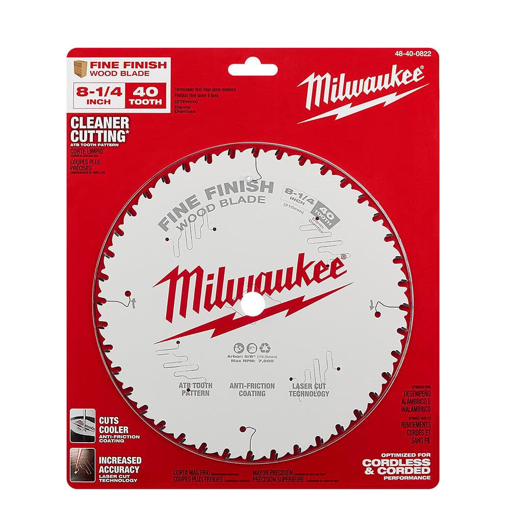 Milwaukee 8-1/4 in. 40T Fine Finish Circular Saw Blade 48-40-0822 from Milwaukee