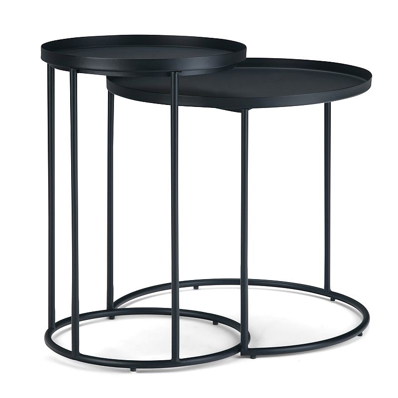 Simpli Home Monet Metal 2-Piece Nesting Table - Black