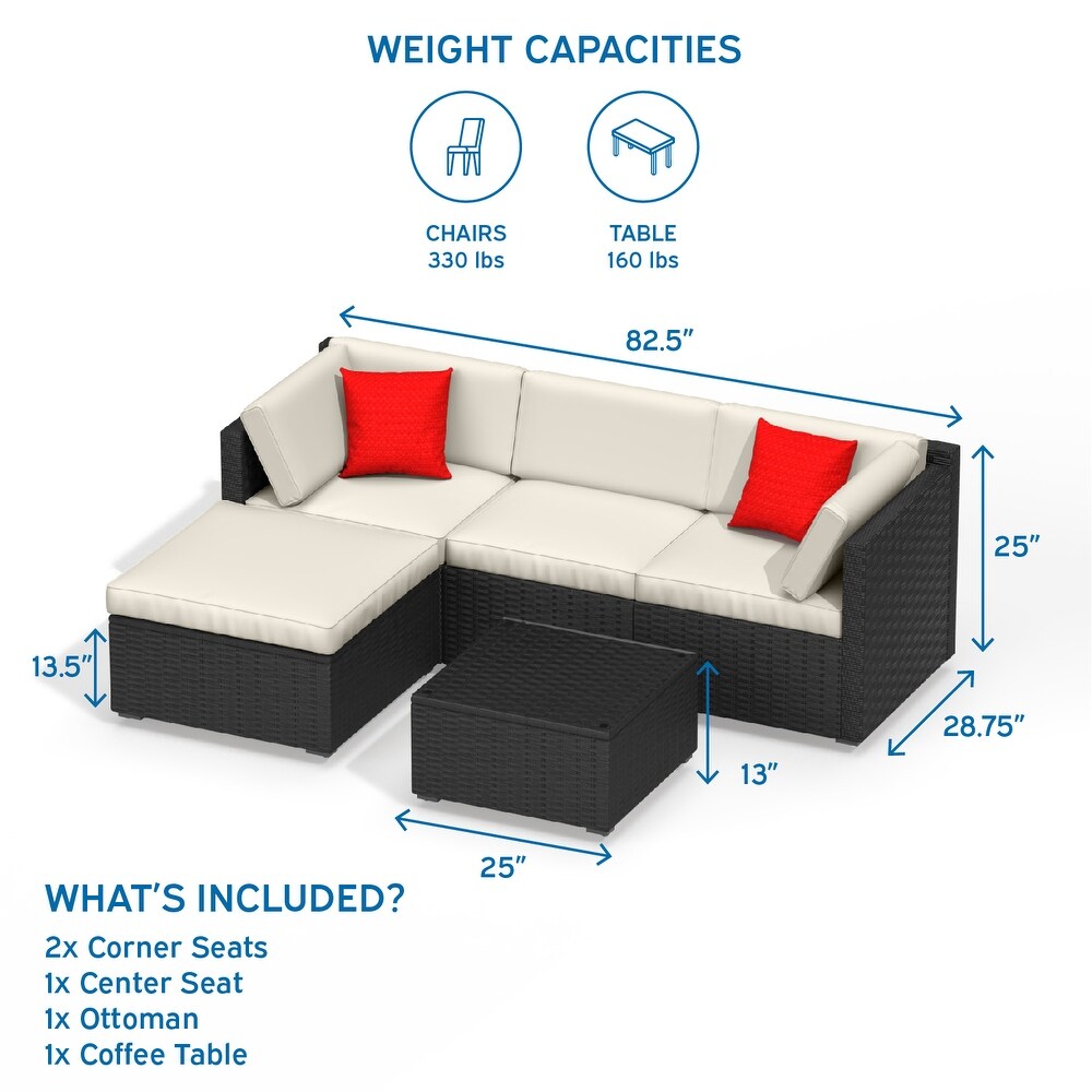 Nestl 5 Piece Outdoor Wicker Patio Furniture Set   Patio Furniture Set with Sectional Patio Seating