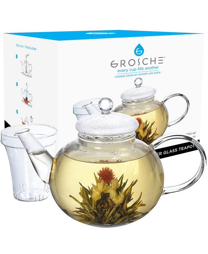 GROSCHE Monaco Glass Teapot with Glass Tea Infuser 42 fl oz Capacity