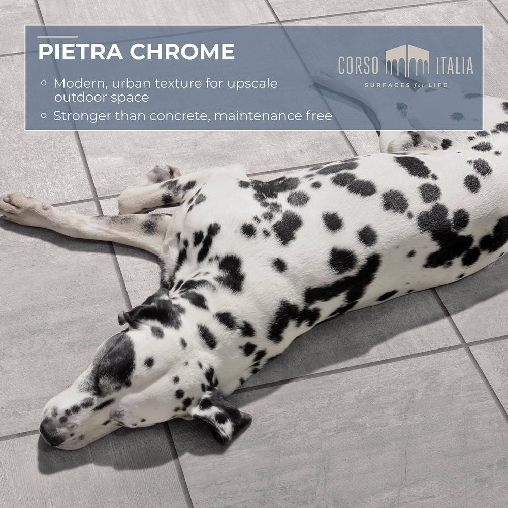 Corso Italia Pietra Chrome 24 in. x 24 in. x 0.75 in. Porcelain Paver 610010002220