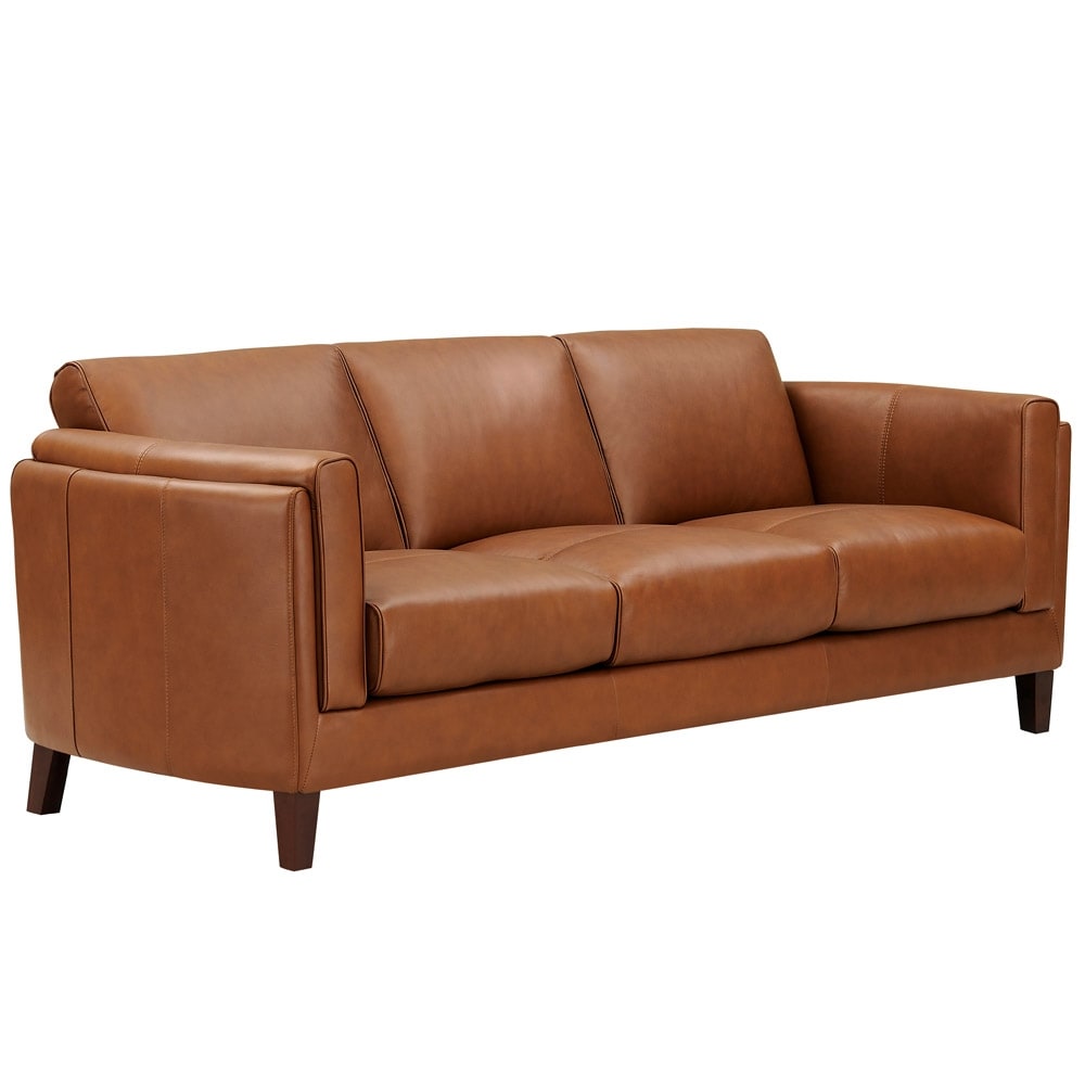 Hydeline Maui Top Grain Leather Sofa and Chair Set With Feather  Memory Foam and Springs