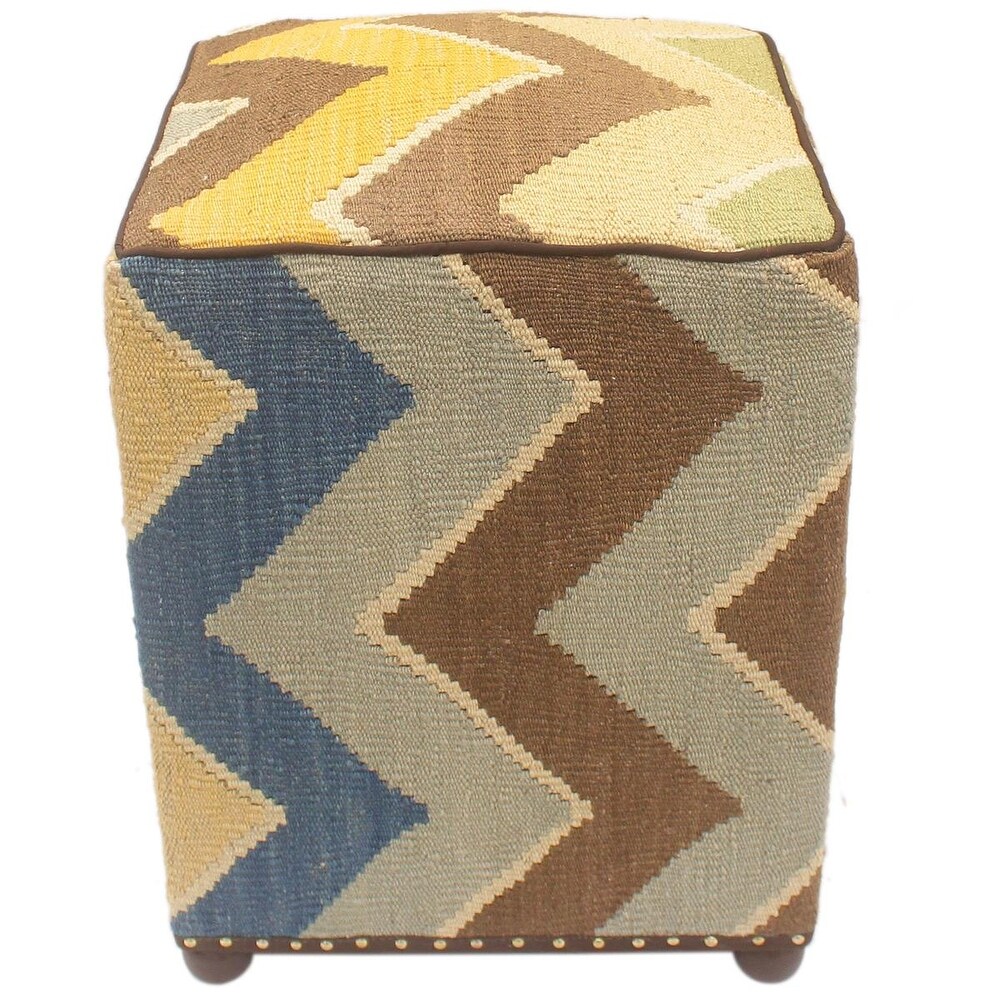 Art Deco Linda Handmade Kilim Upholstered Ottoman