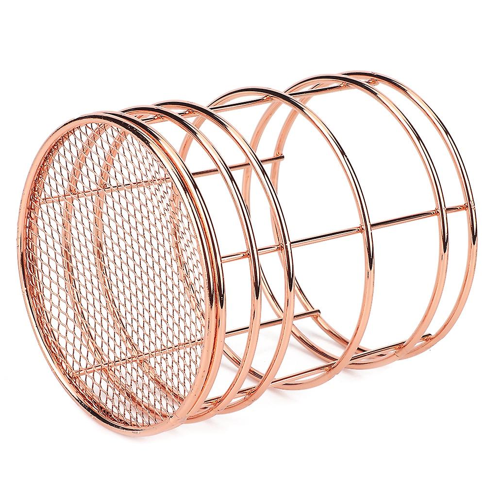 Multifunctional Stainless Steel Hollow Round Pen Holder Desktop Organizer Chopsticks Storage  Containerrose Gold