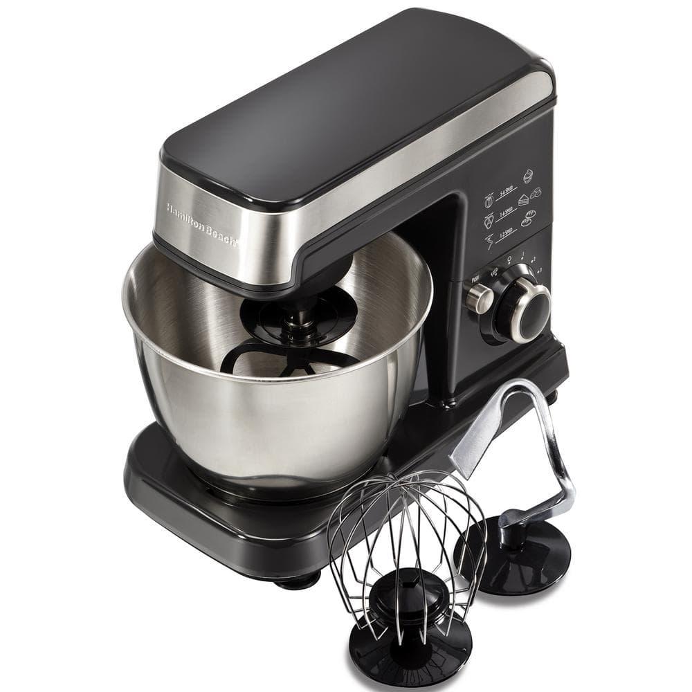 Hamilton Beach 35 qt 6speed Grey Stand Mixer with Dough Hook Whisk and Flat Beater Attachments