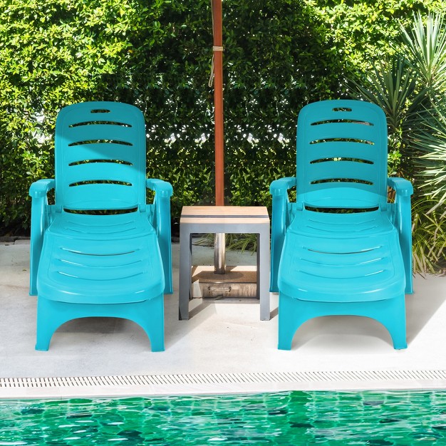 Tangkula 2 Pcs Patio Chaise Lounge Chair 5 position Folding Recliner For Beach Poolside Backyard