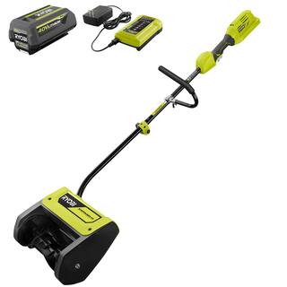 RYOBI 40V 12 in. Cordless Electric Snow Shovel with 4.0 Ah Battery and Charger RY408110