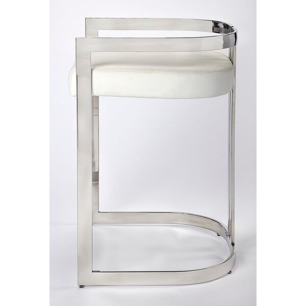 Offex Bravo Modern Silver and White FauxLeather Upholstered CounterStool - 19