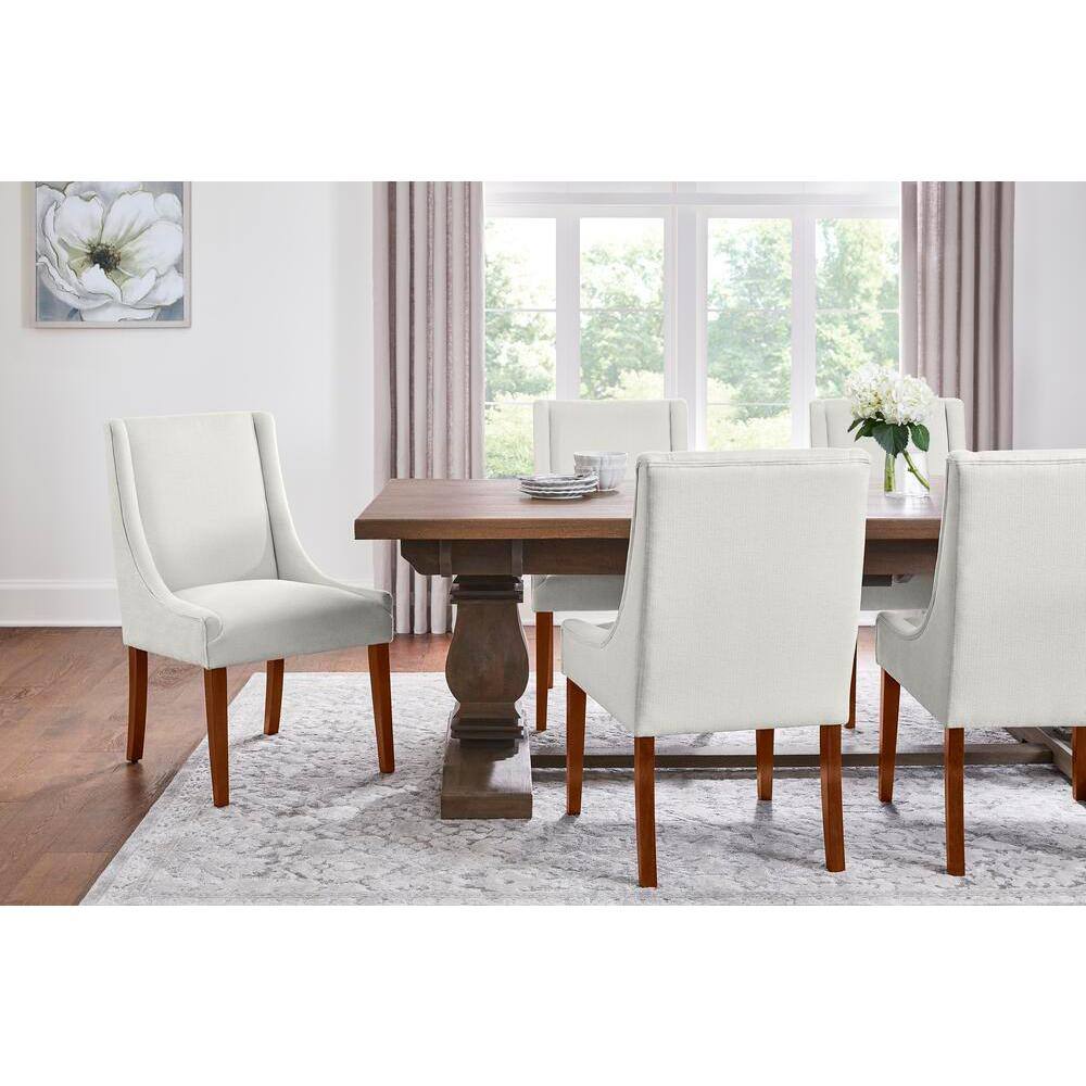 Home Decorators Collection Leaham Biscuit Beige Upholstered Dining Chairs with Walnut Accents (Set of 2) 57-1