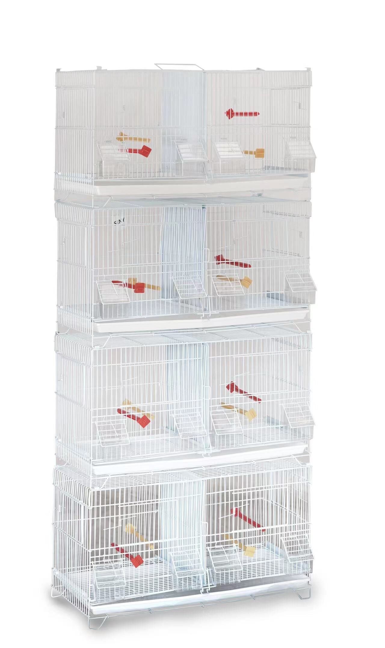 Seny Set of 4 Stackable Breeding Bird Cage for Canary Finch Small Birds， White