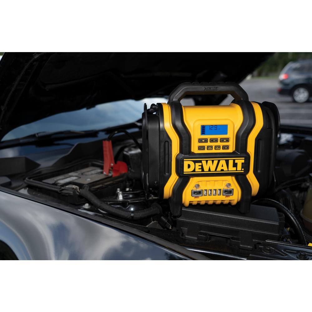 DEWALT DXAEPS14 1600 Peak Amp Portable Car Jump Starter with 120 PSI Digital Air Compressor and 500-Watt Inverter