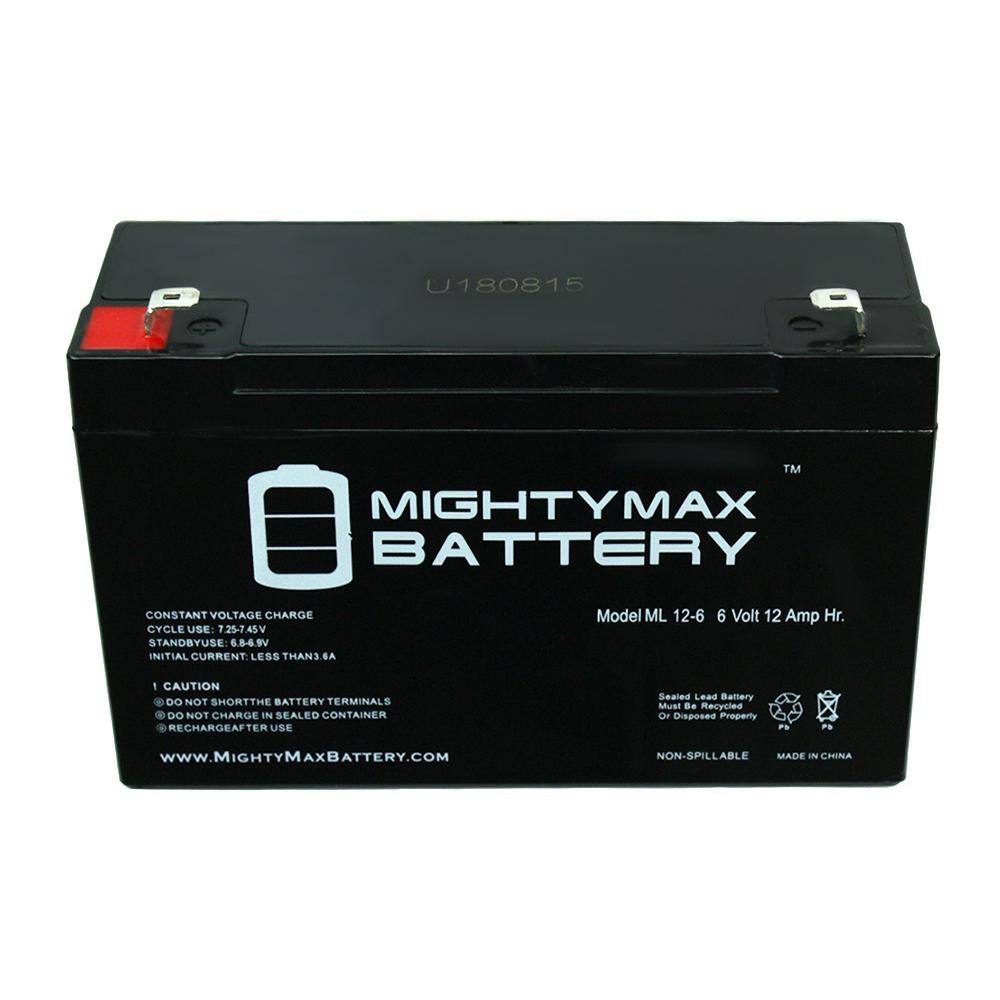 MIGHTY MAX BATTERY 6V 12AH F2 SLA Battery For Emergency Lighting Fire Alarm - 10 Pack MAX3498044