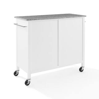 CROSLEY FURNITURE Soren White Kitchen Island with Gray Granite Top KF30090GG-WH