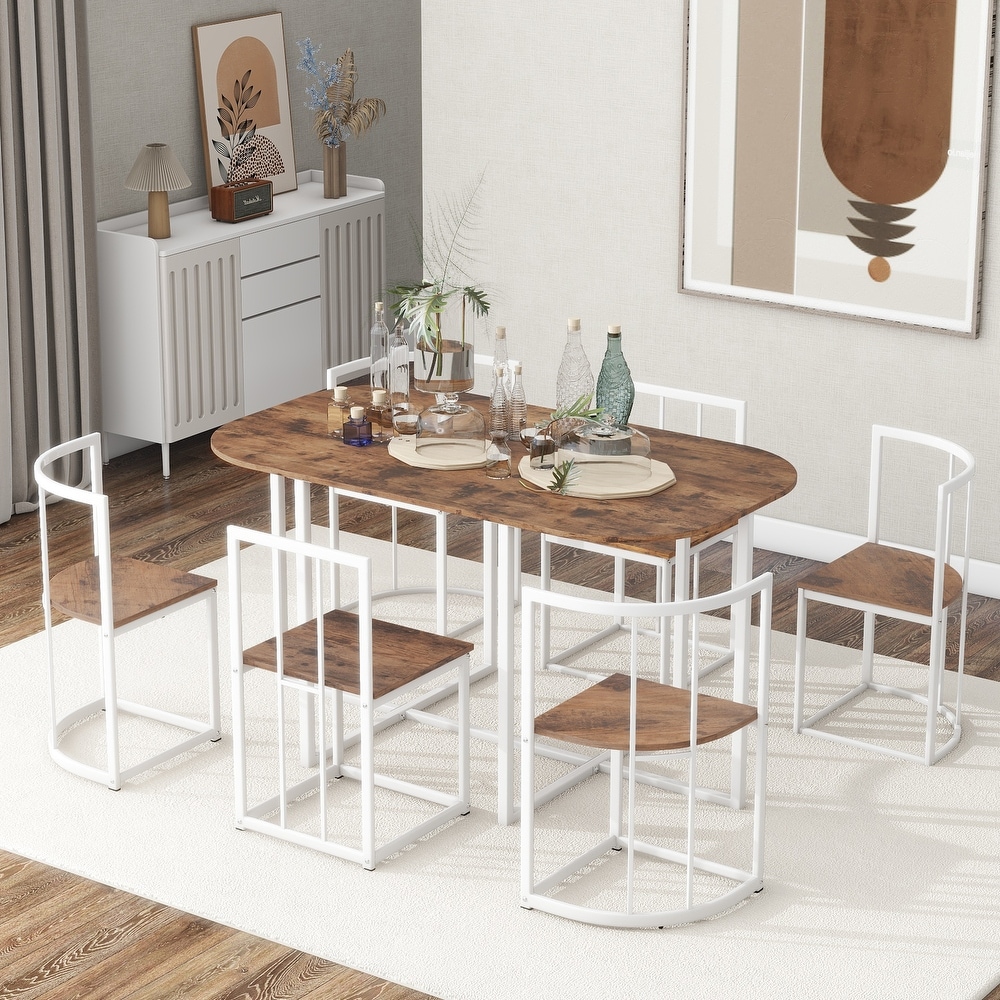 7 Piece Dining Table Set Kitchen Table Set for 6