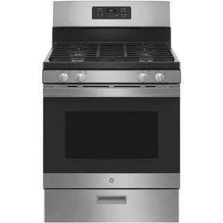 GE 30 in. 4.8 cu. ft. Freestanding Gas Range in Stainless Steel JGBS61RPSS