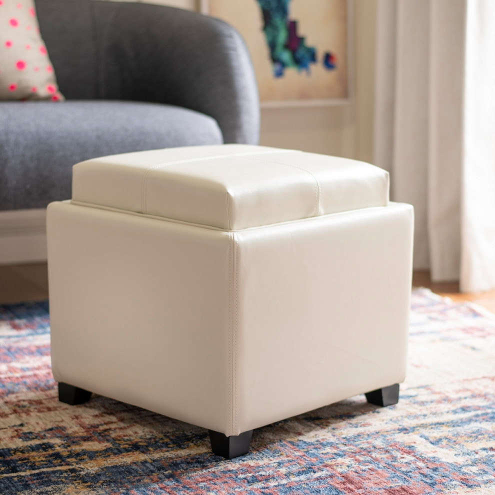 Sara Single Tray Ottoman Flat Cream/Black   Transitional   Footstools And Ottomans   by V.S.D Furniture  Houzz