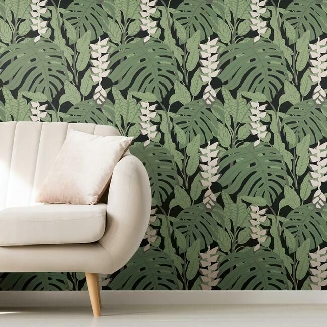 Bunaken Peel & Stick Wallpaper in Green and Black