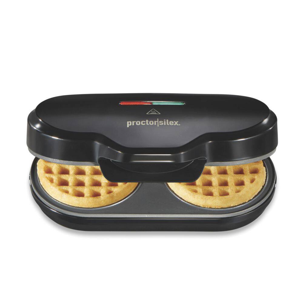 Proctor Silex 700 W 2-Waffle Black Petite American Nonstick Waffle Maker 26102