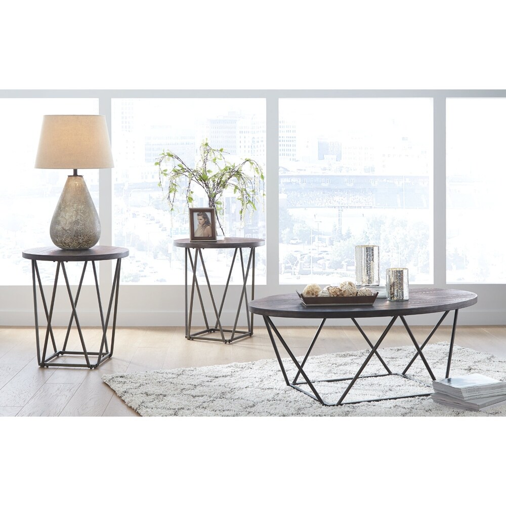 Neimhurst Contemporary Dark Brown 3 Piece Occasional Table Set