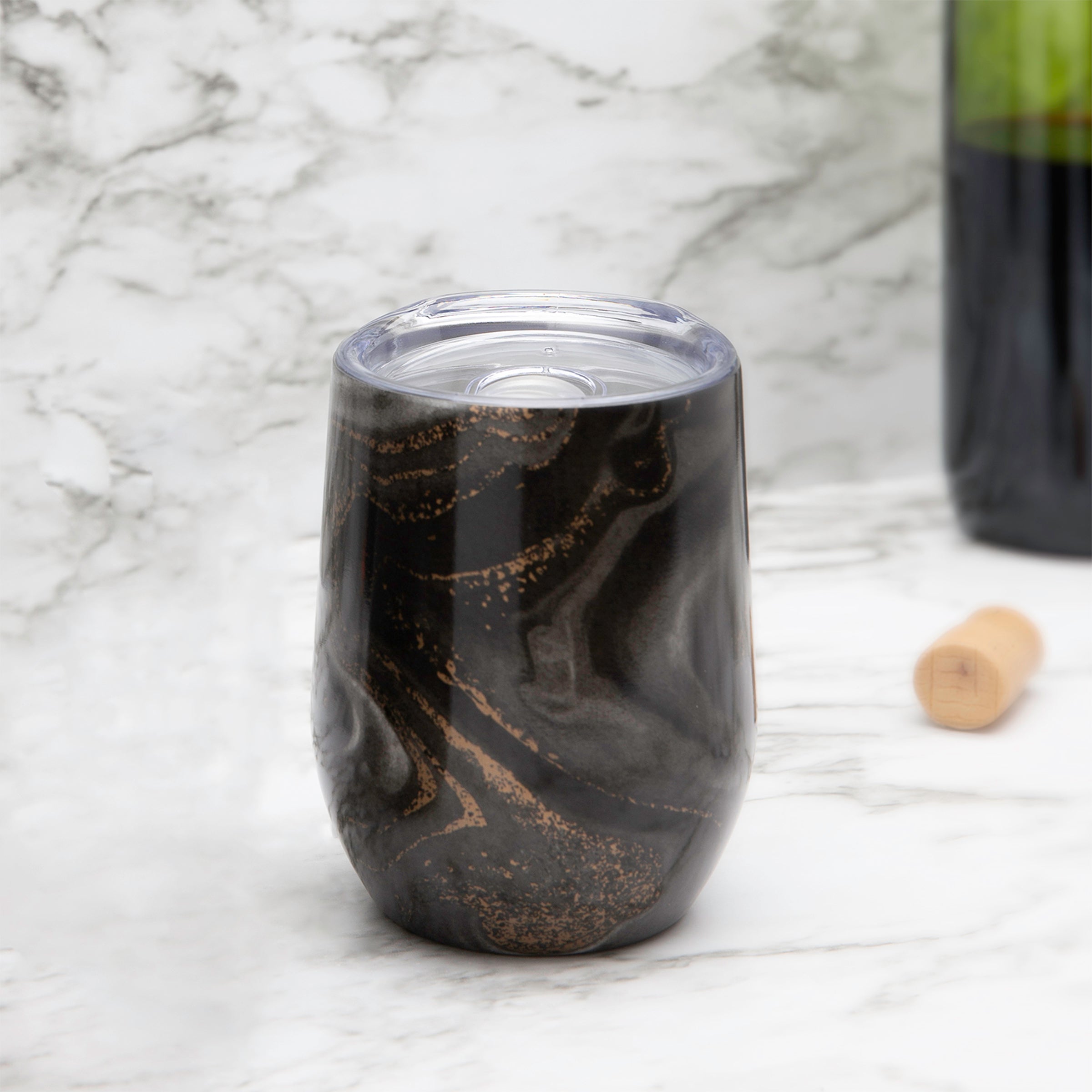 12 Oz Black Geo Wine Tumblers, Set Of 2