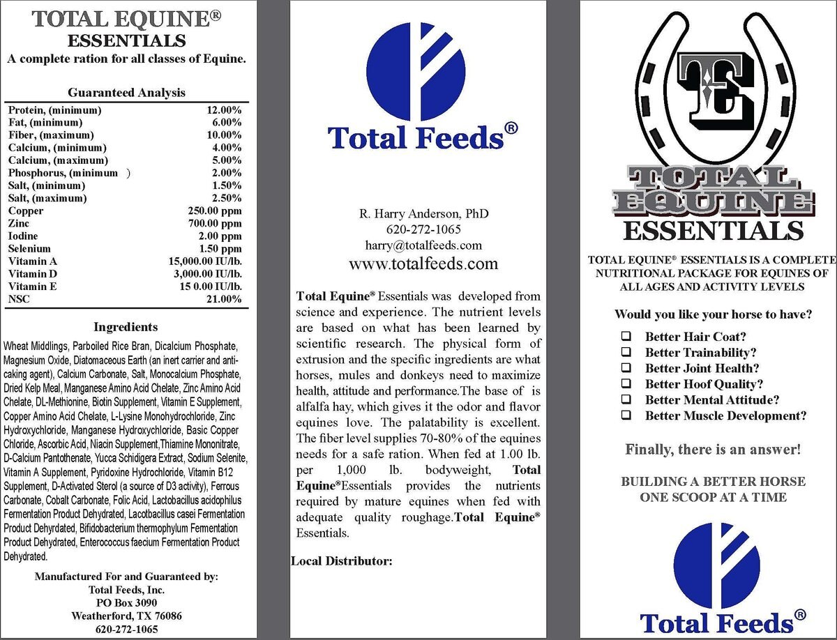 Total Feeds Total Equine Essentials Horse Feed， 30-lb bag