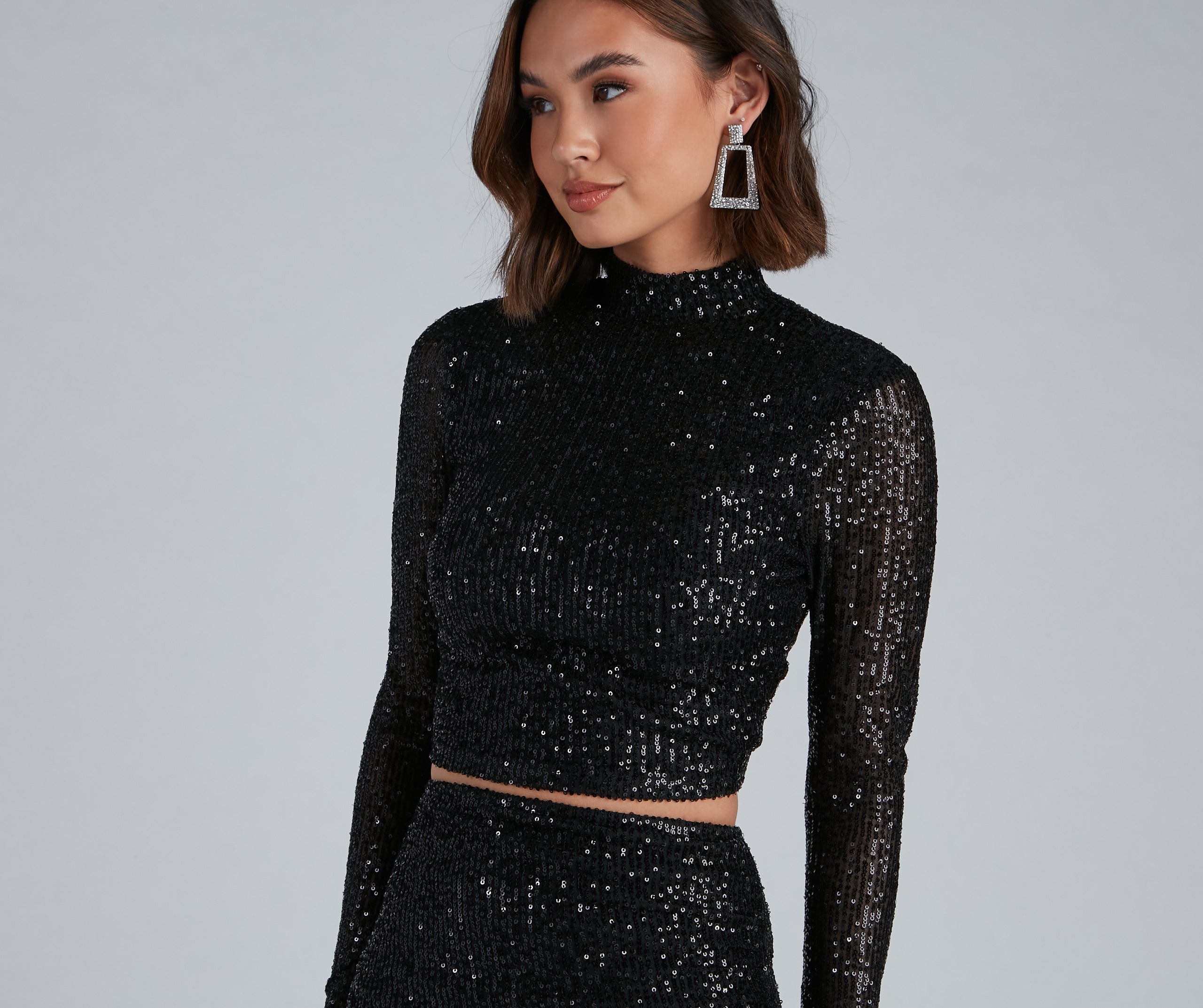 Holiday Sparkle Sequin Crop Top