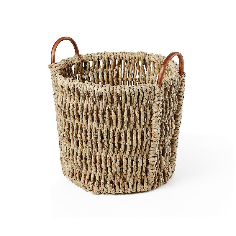 Saddle River Rattan Ear Handle Chunky Seagrass Basket 2-piece Set