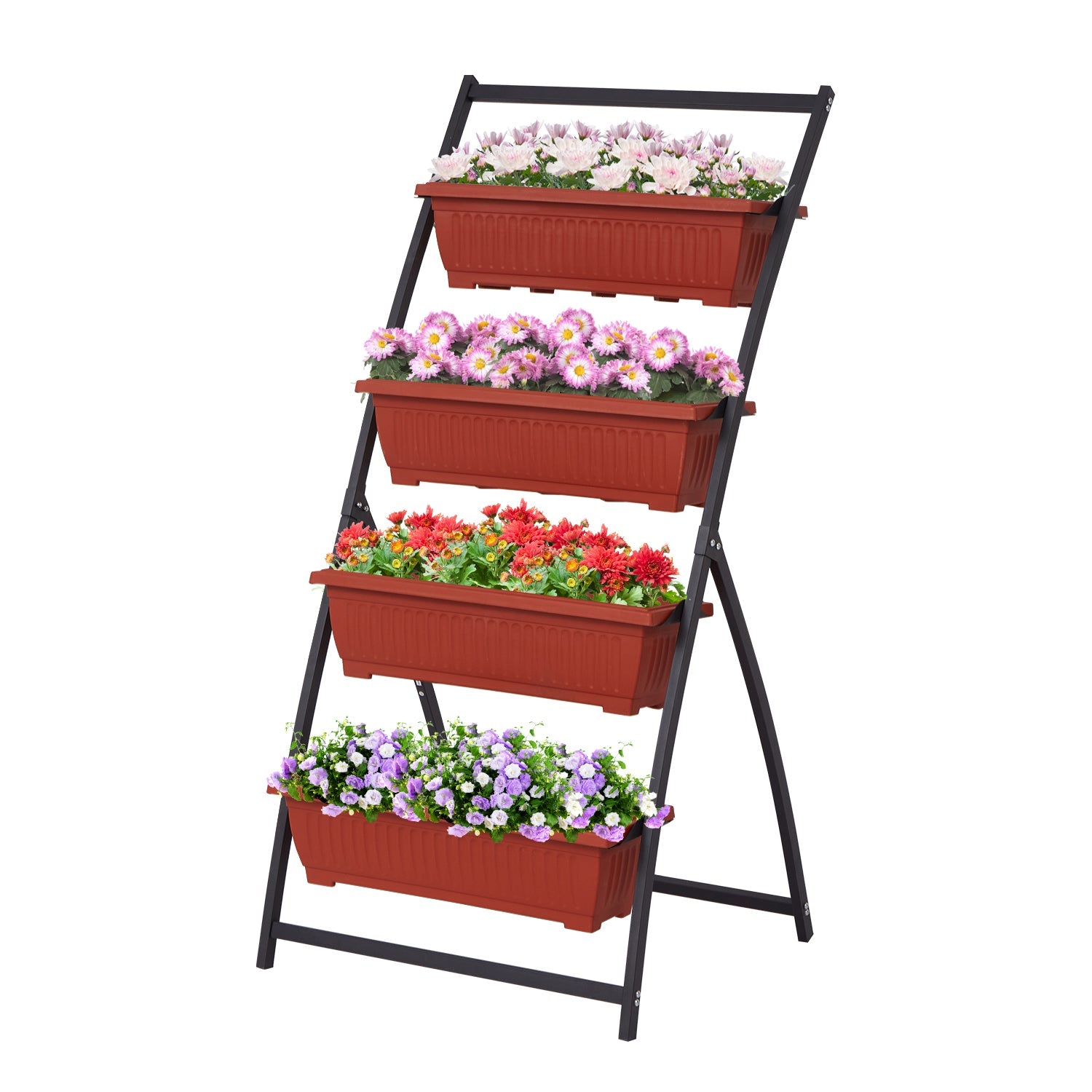 Kinbor Vertical Elevated Garden Raised Planter Bed Box with 4 Container for Vegetables herbs Flower