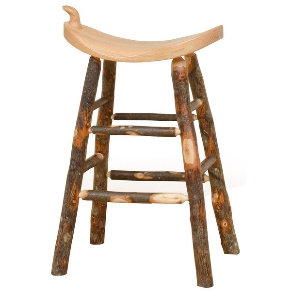 Hickory Log Western Saddle Stool