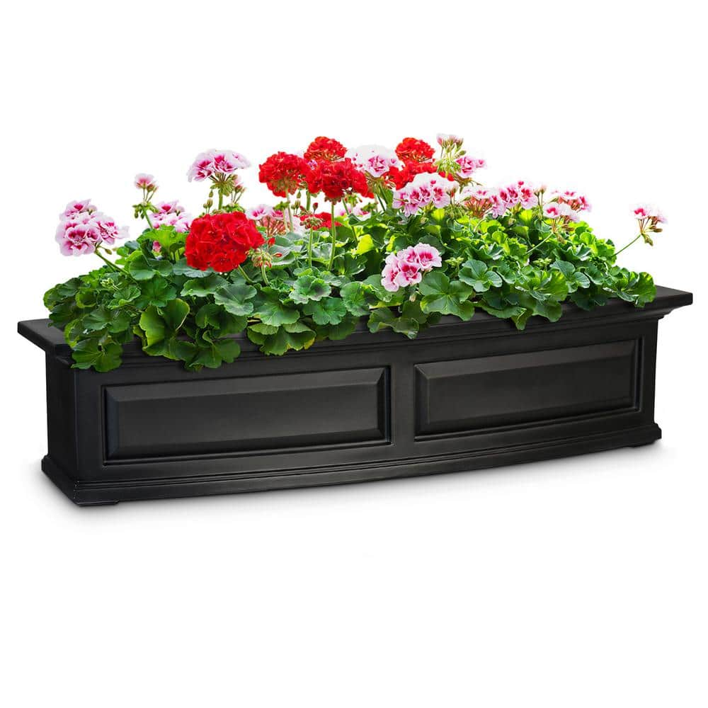 Mayne Nantucket 48 in. x 11.5 in. Self-Watering Black Polyethylene Window Box 4831-B