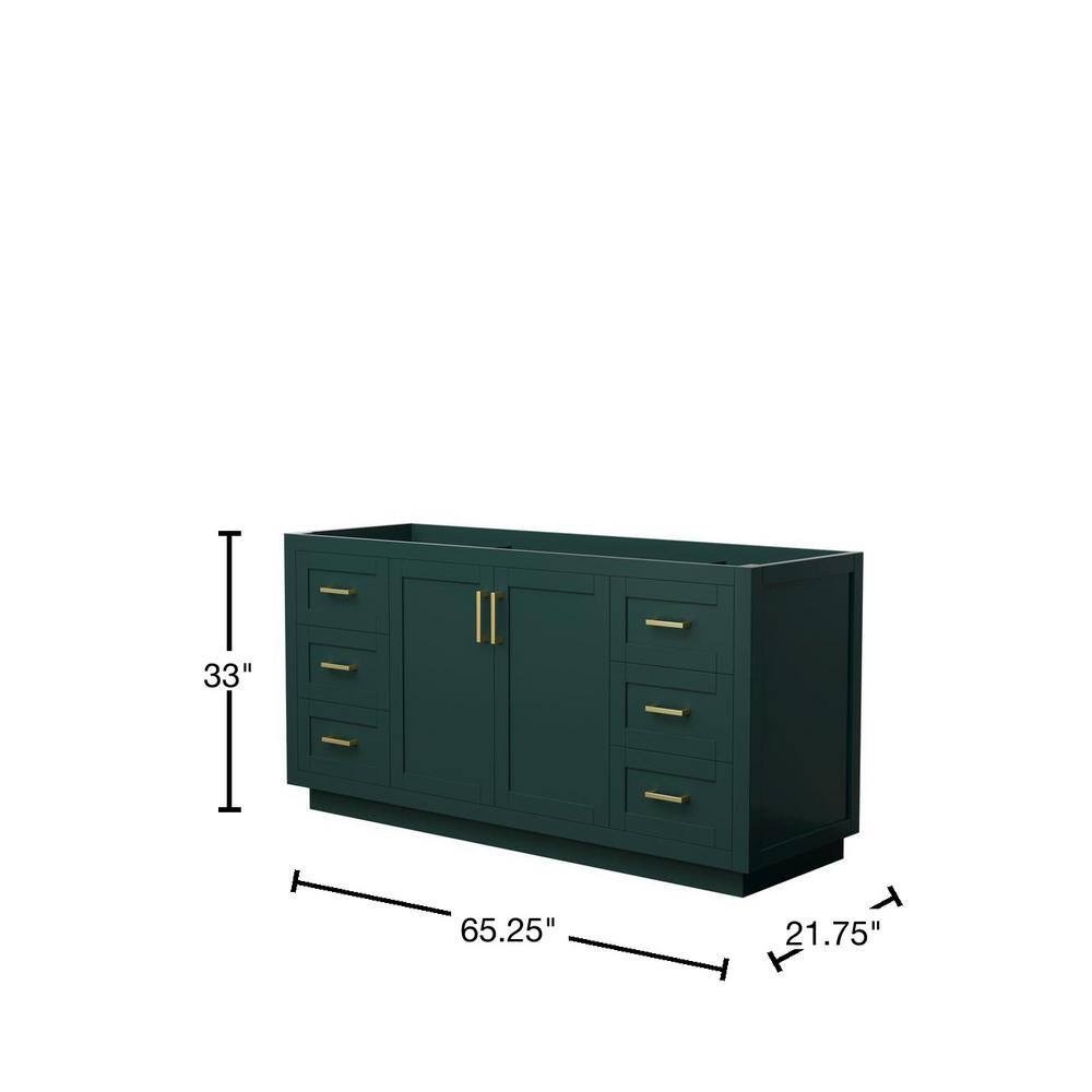 Wyndham Collection Miranda 65.25 in. W x 21.75 in. D x 33 in. H Single Bath Vanity Cabinet without Top in Green WCF292966SGDCXSXXMXX