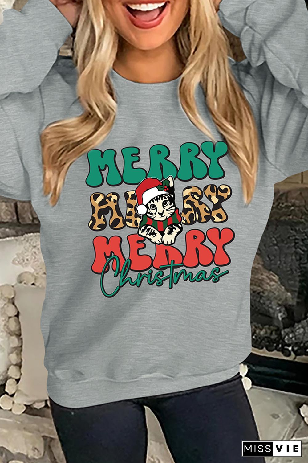 Merry Christmas Cat Sweatshirt Wholesale