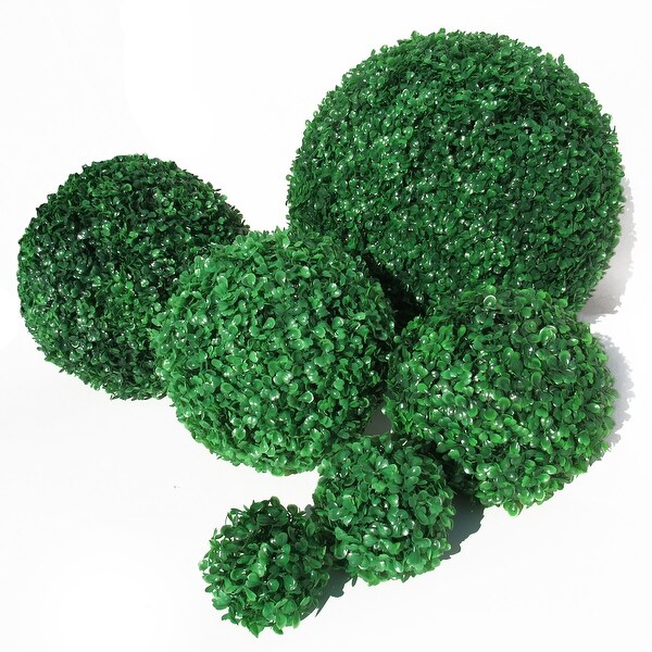 Set of 2 Boxwood Topiary Greenery Ball 10in