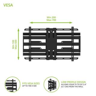 KANTO Full Motion TV Wall Mount with 31 in. Extension for 42 in. - 100 in. TVs UL Certified PDX700