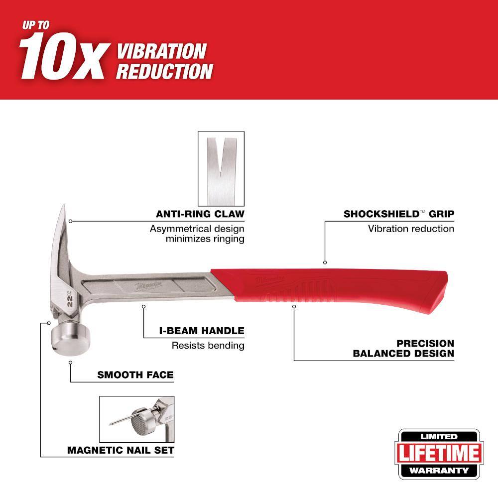 MW 22 oz. Smooth Face Framing Hammer 48-22-9023