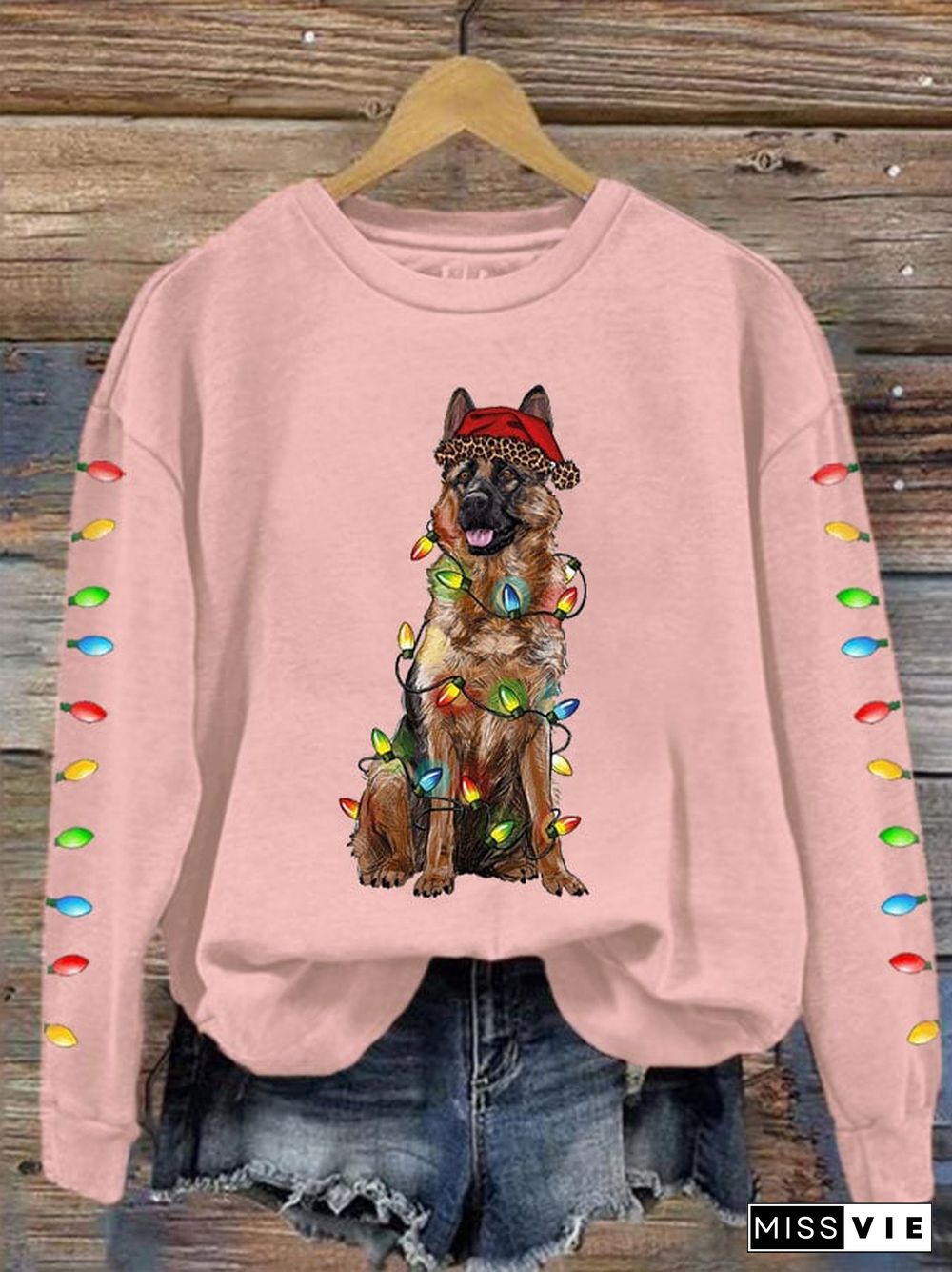 Women's Christmas Dog Mom Print Casual Drop Shoulder Long Sleeve T-Shirt