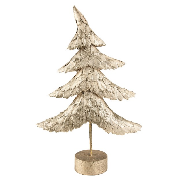 Layered Bronze Tree With Wood Base Christmas Decoration