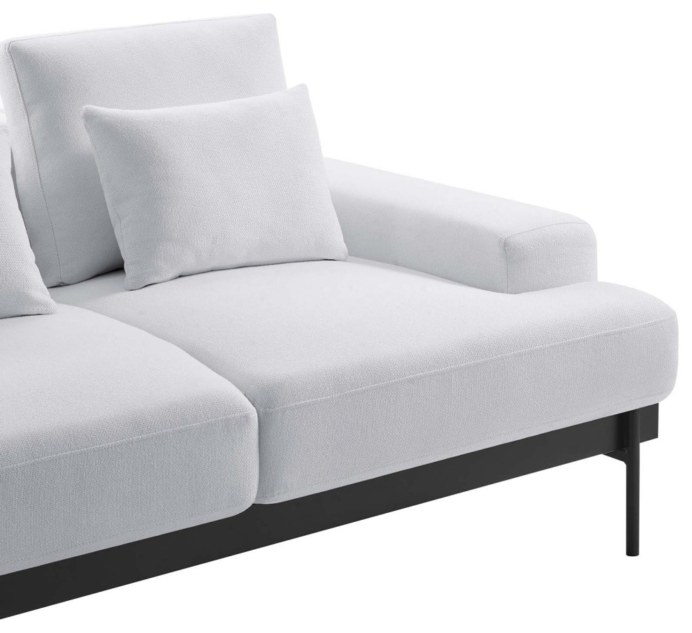 Proximity Upholstered Fabric Loveseat  White   Midcentury   Loveseats   by Homesquare  Houzz