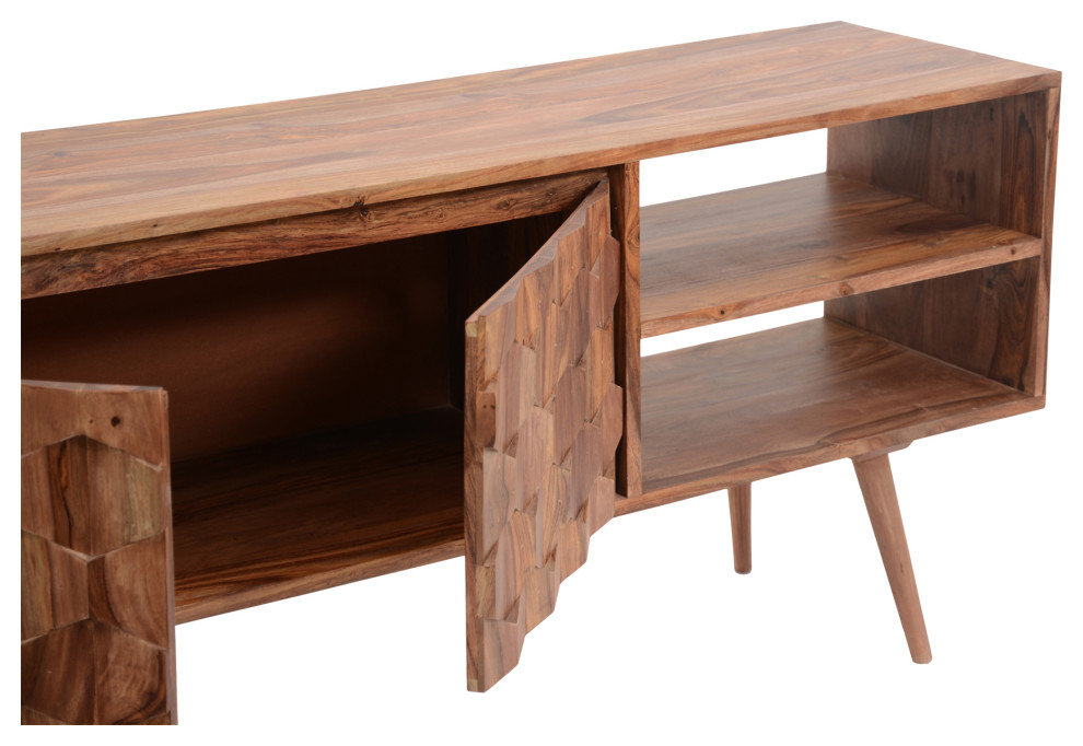 Mid   Century Modern O2 Tv Cabinet Brown   Natural   Midcentury   Entertainment Centers And Tv Stands   by First of a Kind USA Inc  Houzz