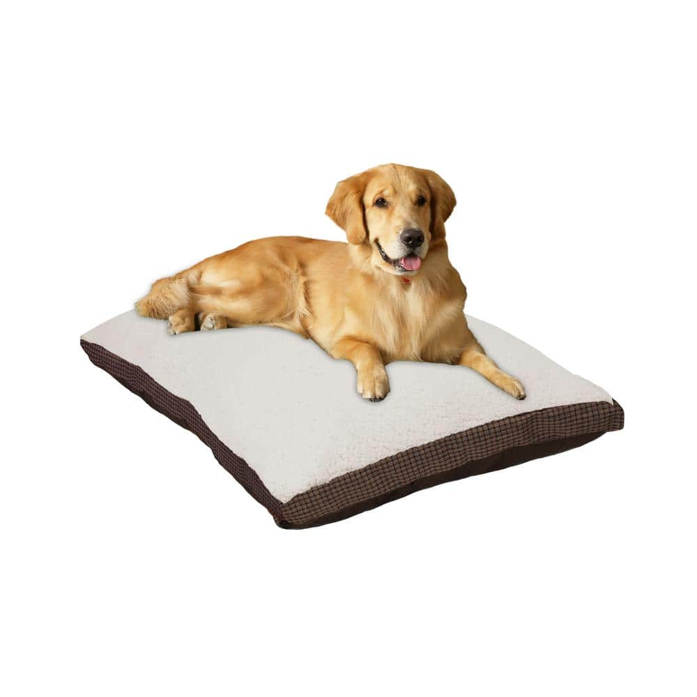 Medium-Large Brown Sherpa Checkered Gusset Dogs Bed 22002