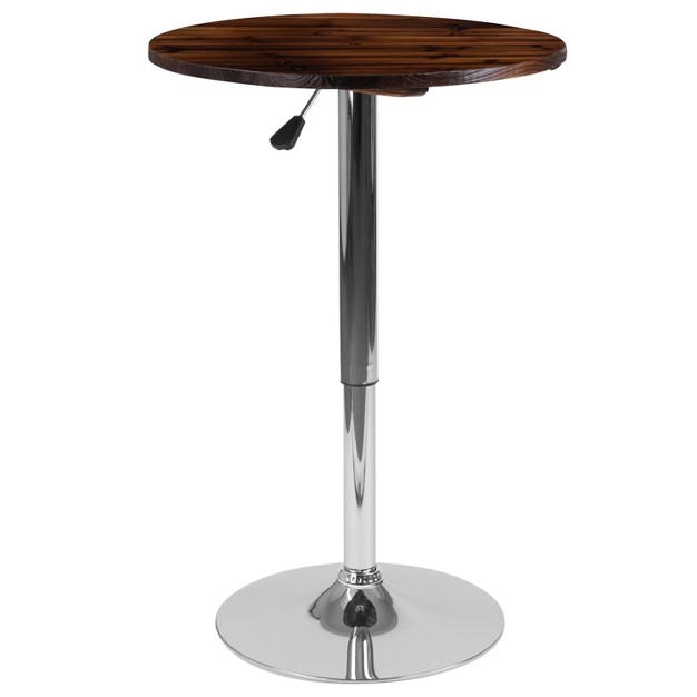 Flash Furniture 23 5 x27 x27 Round Adjustable Height Rustic Pine Wood Table adjustable Range 26 25 x27 x27 35 5 x27 x27