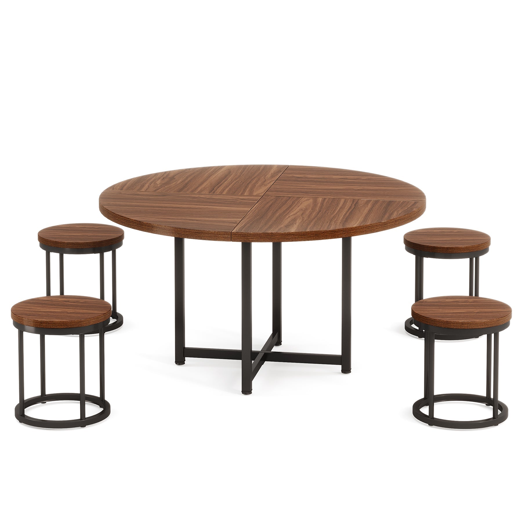 47 Round Dining Table, 5-Piece Kitchen Dinner Table Chairs Set