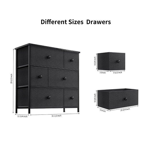 Reahome 6 Drawer Steel Frame Bedroom Storage Organizer Chest Dresser With Waterproof Top Adjustable Feet And Wall Safety Attachment