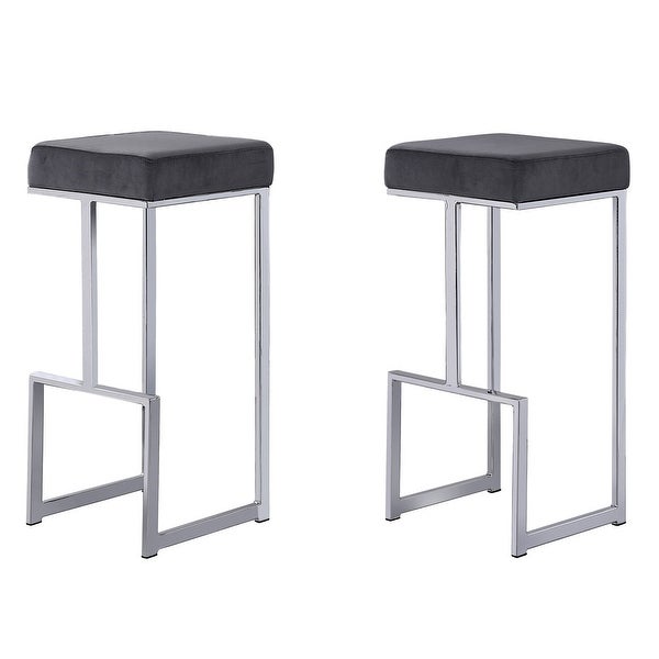 Best Master Furniture Silver Velvet Bar Stool (Set of 2)