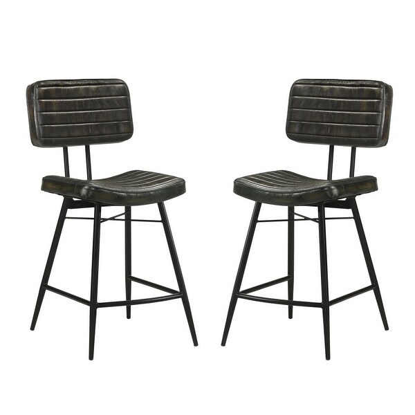 Set of 2 PU Counter Height Stool with Metal Legs