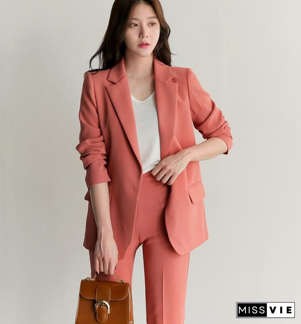 New Professional Business Work Suits With 2 Piece Jackets + Pants For Ladies Office Blazers Outfits Female Trousers Sets