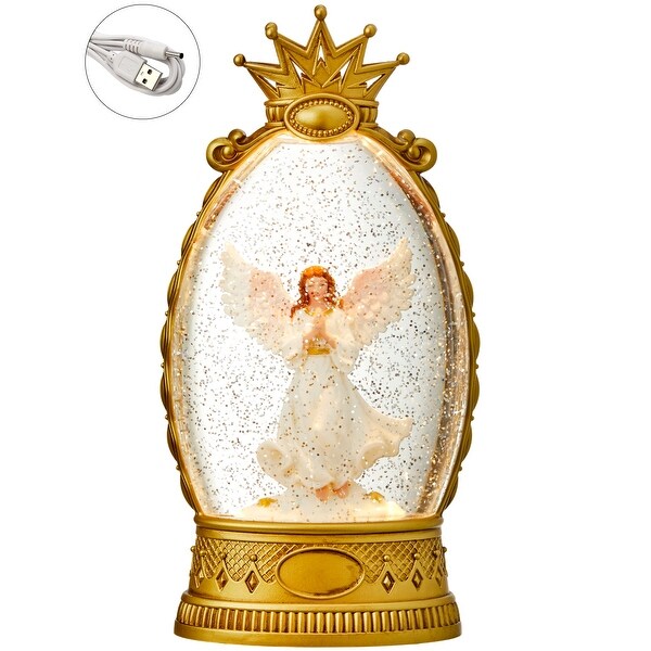 10.5 LED Angel In Crown Water Globe Usb