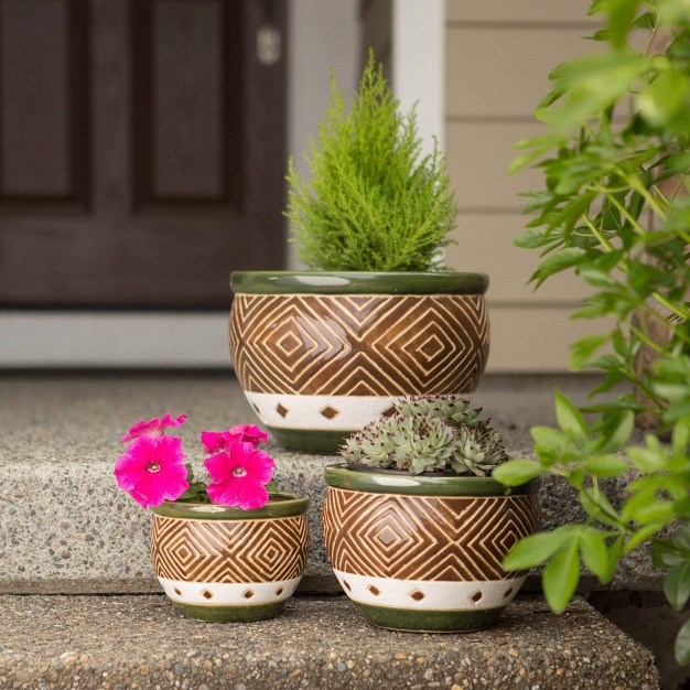 Set Of 3 Indoor outdoor Ceramic Planters Jade Zings amp Thingz