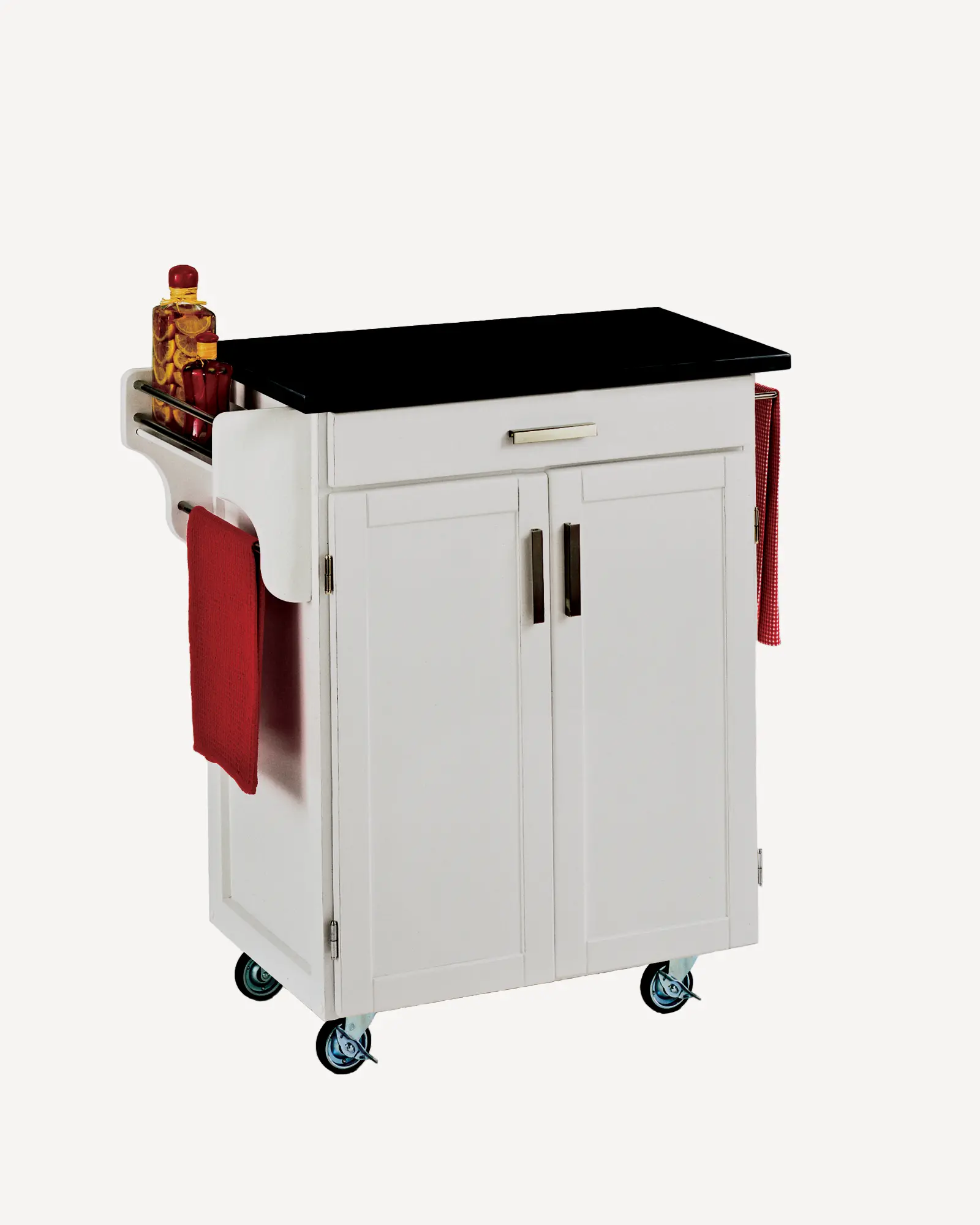 White Kitchen Cart with Black Granite Top - Create-a-Cart