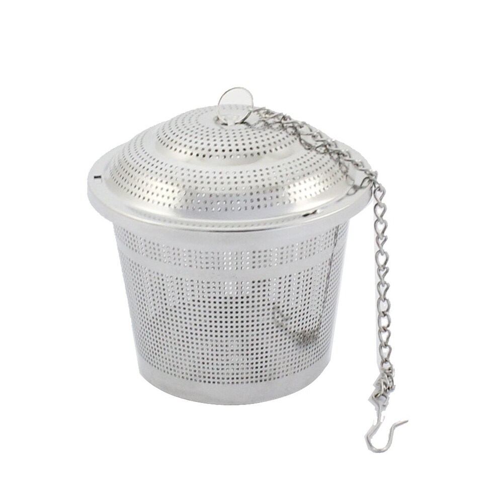 Household Kitchenware Stainless Steel Spice Tea Leaf Infuser Strainer Filter   Silver Tone